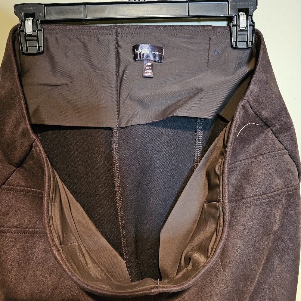 Rafaelle brownFaux Suede Pants, Pull-On, Straight-Leg, Stretch, Plus-Size- 20W - Picture 5 of 6